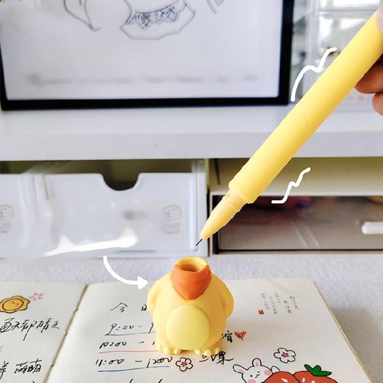 Practical Gel Pen Cartoon Character Shape Silicone Ergonomic Standing Pen Perfect for Writing Fun and Smooth Inks Flows