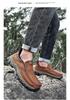 Men's Four Seasons Leather Slip-On Loafers: Thick Sole, Wear-Resistant, Casual Outdoor Shoes
