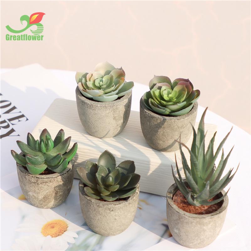 Indoor Retro Succulent Bonsai Fake Flower Ornament for Home and Living Room Décor