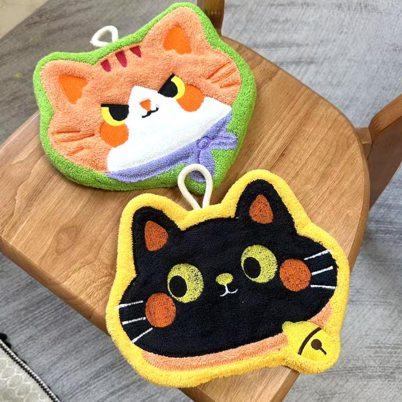 1pc Cartoon Hand Towel Kawaii Thickened Handkerchief Towels Wall Hanging Hand Cloth Kitchen Accessories Bathroom Hand Towel