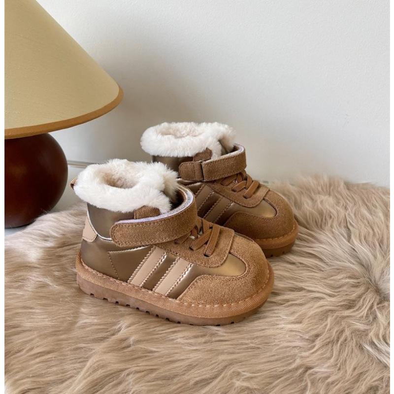 

Детские короткие ботинки для малышей Зимние с плюшевой подкладкой и толстым хлопком для тепла Детские ботинки от ударов для снега для мальчиков 24