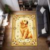 Golden Rug Art Deco Dog Area Rug Vintage Pet Lover Carpet Large Dog Floor Rug Unique Canine Decor Dog Bed Rug Dog Food Mat