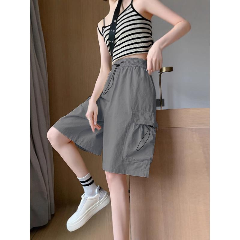 Women's Summer Thin Cargo Shorts 2026 New Loose Casual Wide-Leg Knee-Length Pants