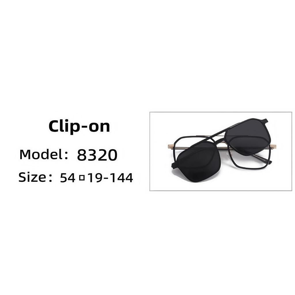 8320 Aviator Style Magnetic Clip-on Myopia Glasses with Polarized Sunglasses