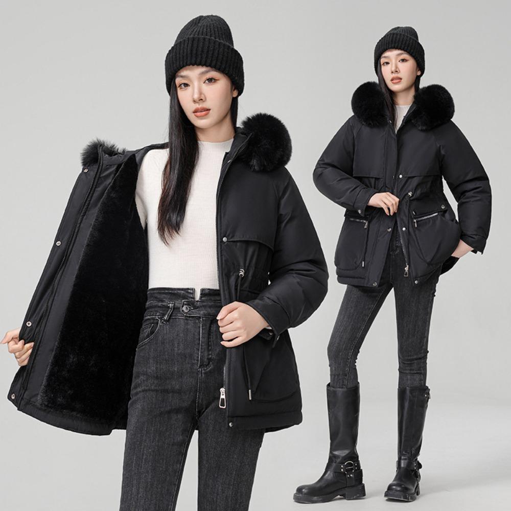 Pie overcomes women's winter, the new thin down cotton clothes are fashionable and versatile, with thickened fur and integrated coat.