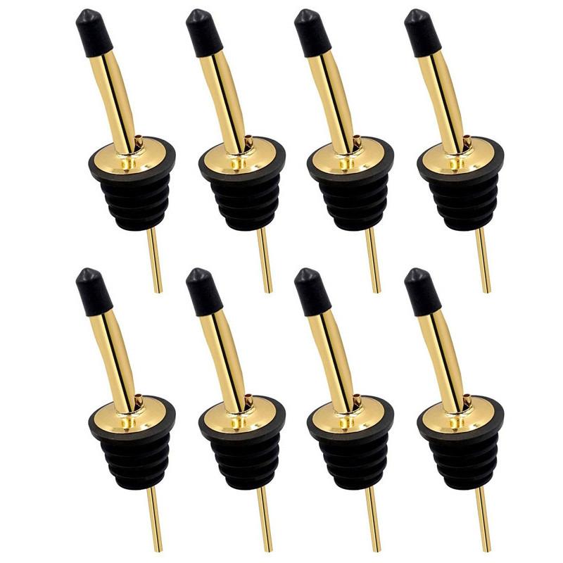 Gold Stainless Steel Wine Pourers Liquor High Quality Liquor Pour Spouts with Cap Covers Leakproof Design for Bars, Clubs