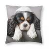 Cavalier King Charles Spaniel Square Pillowcase Polyester Linen Velvet Printed Zip Decorative Pillow Case Home Cushion Cover