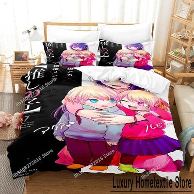 Zestaw pościeli anime z nadrukiem 3D Oshi no ko Zestaw pościeli Pojedynczy Bliźniak Pełny Queen King Size Zestaw na łóżko Do sypialni dla dorosłych/dzieci Zestawy poszewek na kołdrę