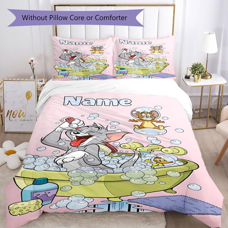 Warner Bros. Works (45) Customize Your Name Bedding Set Breathable Duvet Cover with Pillowcases Home Decoration Birthday Gift