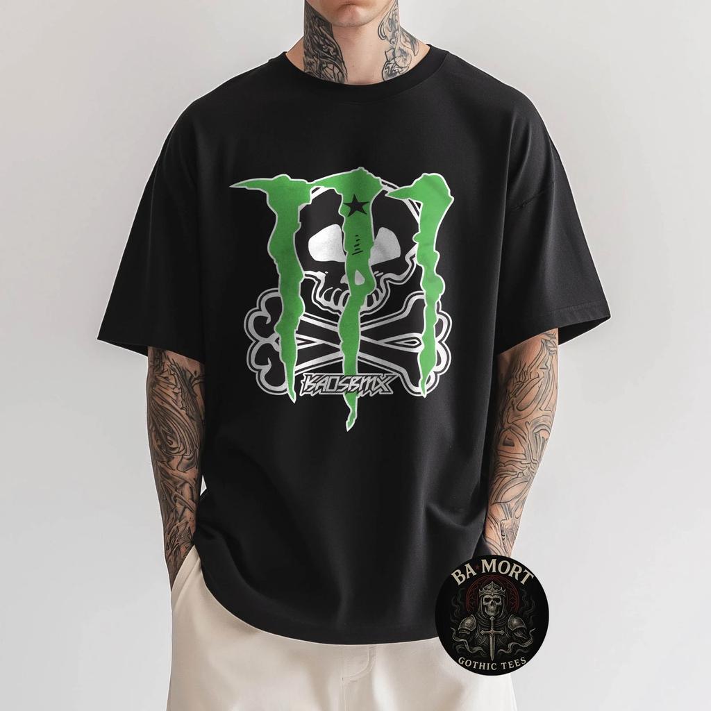 Vintage Y2K Monster Energy Skull BMX Motocross Grunge T-Shirt