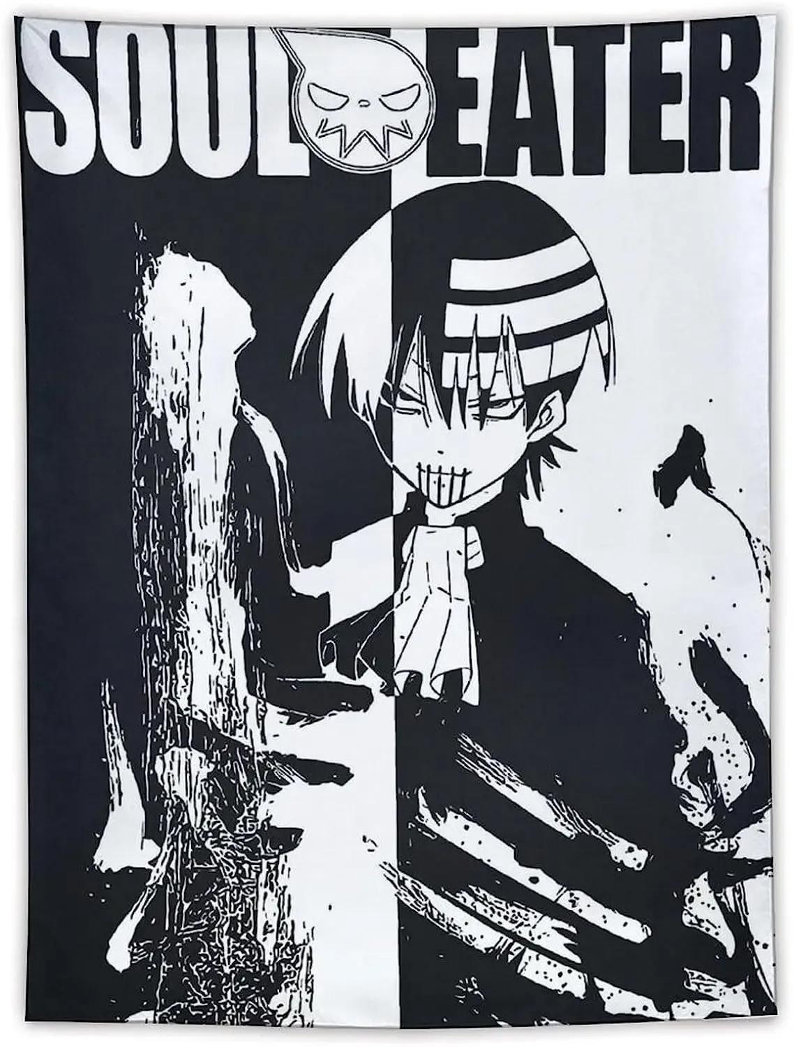 

Soul Eater Death The Kid Tapestry Black and White Anime Wall Hanging HD Flat Print Polyester Art for Living Room Bedroom 74x94cm(29x37in)