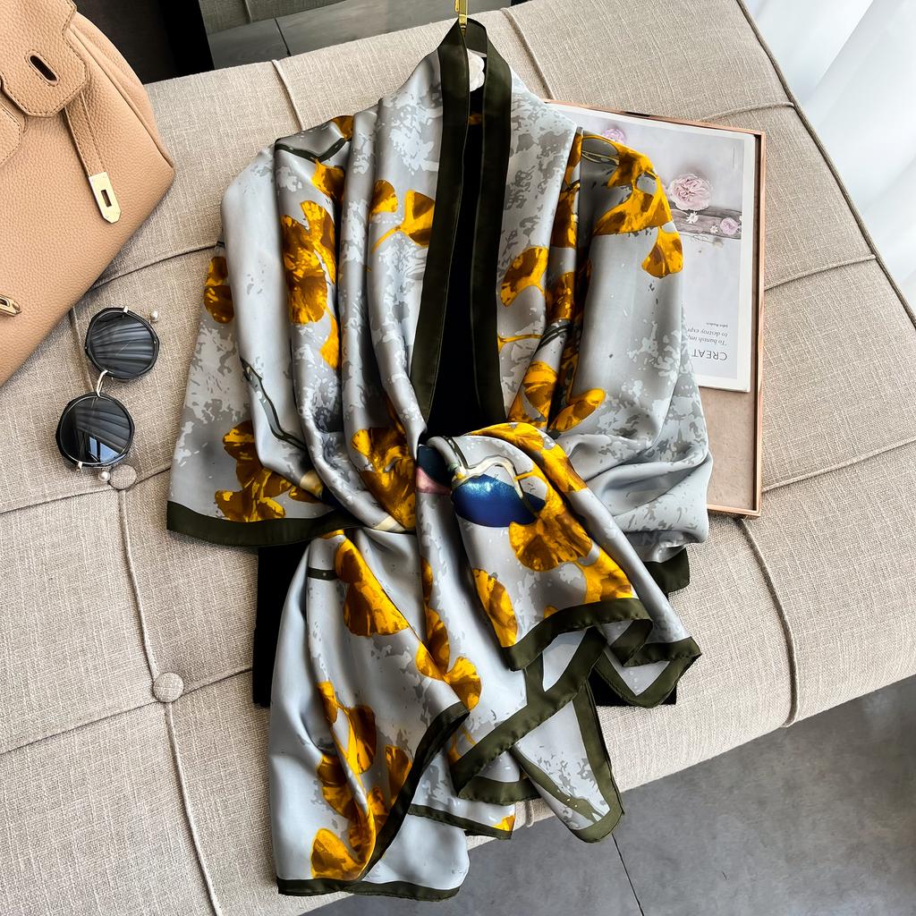 New Spring Scarf Women's Luxury Design Scarf Silk Smooth Scarf Soft Muslim Headband Shawl Beach 90x180cm