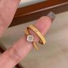 Retro Brushed Metal Matte Zircon Rings for Women Fashion Gold Color Texture Couple Rings Engagement Wedding Jewelry Gifts