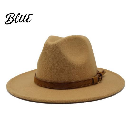 Chapeau Décontracté pour un Usage Quotidien Chapeau Fedora en Feutre de Laine Panama Unisexe avec Bande en Simili Cuir Headgear Laineux Durable Trilby à Large Bord Vintage pour Femmes