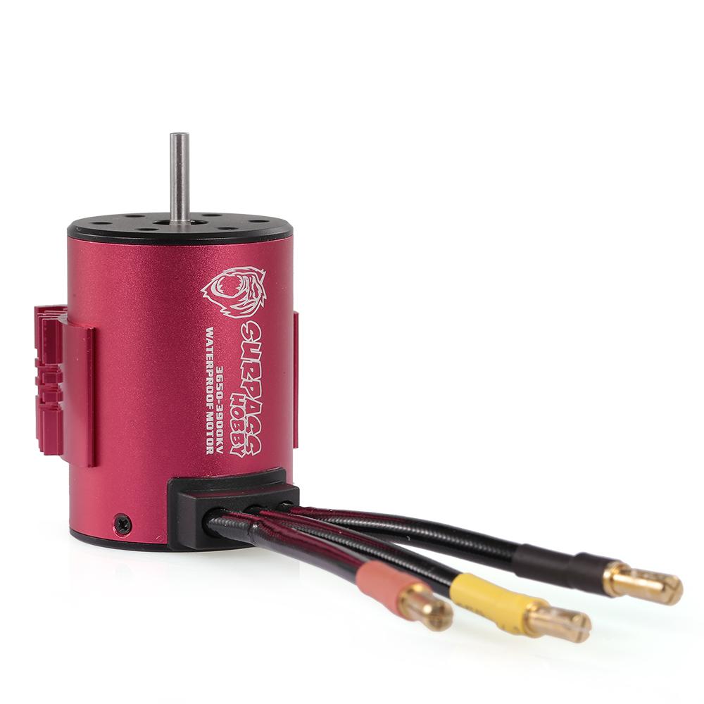 SURPASS HOBBY 3650 3900KV Brushless Motor with Heat Sink and 60A ESC with BEC Waterproof for 1/10