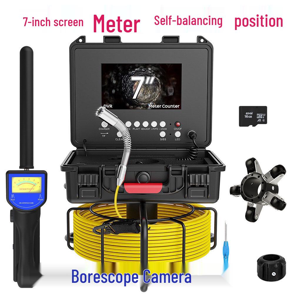 7-inch Screen Self-Leveling Sewer Endoscope with Meter Counter & 512Hz Transmitter for Pipe Inspection
