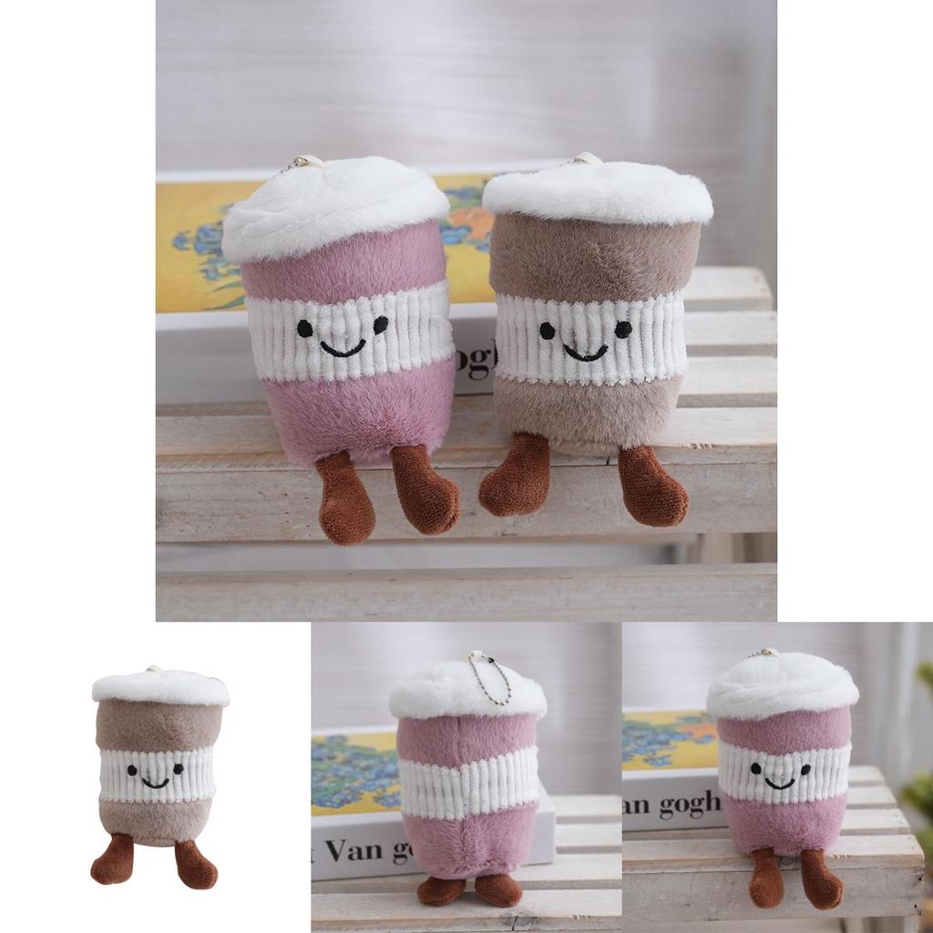 Plush Keychain Cute Cartoon Coffee Cup Pendant With Pp Cotton Filling For Bag Decor And Gift