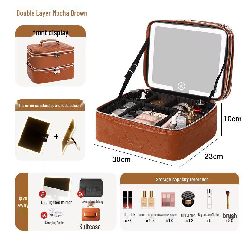 2025 High-Capacity LED Makeup Case: Portable Travel Bag with Mirror & Light