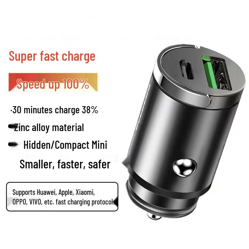 Alaşım Çekme Halkası 100W Hızlı Şarj Görünmez Evrensel Araç Şarj Cihazı PD30W ile
