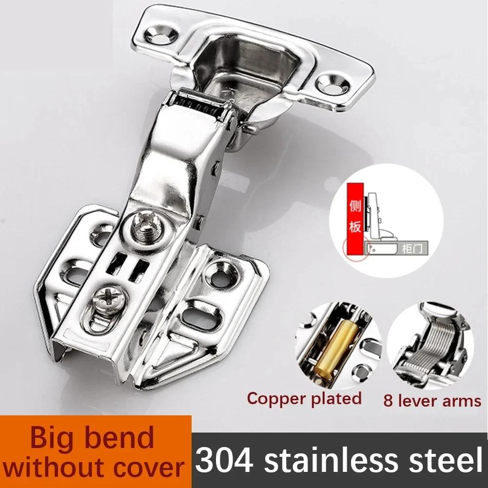 1Pcs/10Pcs 304 Stainless Steel Hydraulic Hinges Cabinet Door Spring Hinge Damper Buffer Quiet Closing Kitchen Cupboard Furniture