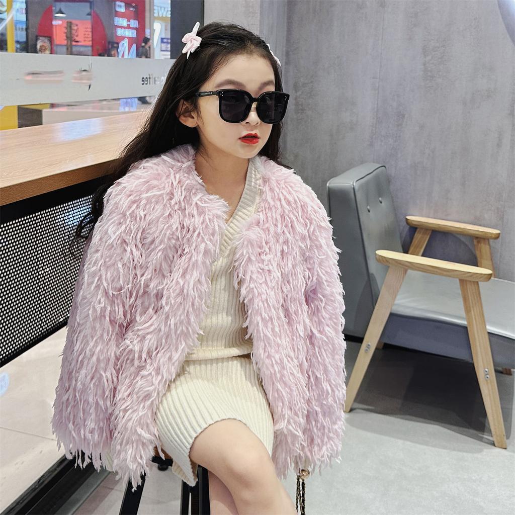 Dívčí Kožich Podzimní Zimní Kabáty Hrubý Samet Děti Děti Teplý