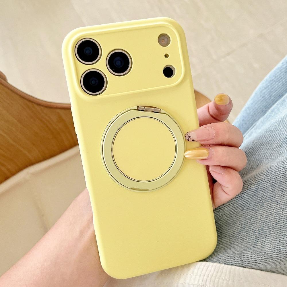 Original Liquid Silicone Phone Case For iPhone 17 16 15 14 Pro Max 17Pro 16Pro Air 360°Rotate Stand Holder Soft Shockproof Cover