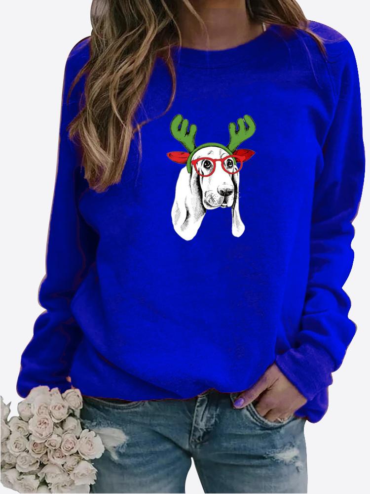 Frauen Winter Kleidung Floral Gedruckt Casual Sweatshirt Langarm Tops T-shirt Damen Rundhals Pullover Pullover