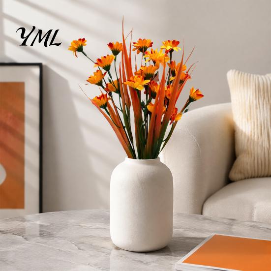 All Occasion Gift for Her Autumn Artificial Flowers Bouquet, Realistic Plastic Floral Arrangement with Layered Quirky Fun Decor Living Room Leaves And