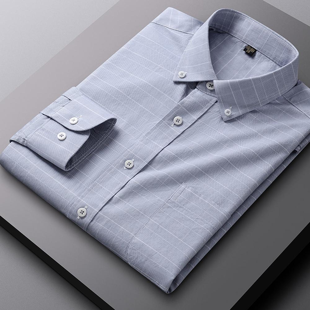 Herren Langarm Oxford Button-Down Hemden Freizeitkleidhemd für Herren Bequem 100% Baumwolle Mehrere Karomuster/Gestreift Herrenbekleidung