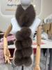 Magnetic Faux Fox Fur Scarf with Pom-Poms - Double-Sided Plush Shawl for Autumn/Winter.
