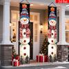 2D Flat, 2D Flat - 2D Flat, 2D Flat - 2D Flat Banner, 1 Pair Merry Christmas Front Door Porch Sign Party Banners with Christmas Dress Retro Snowman Re