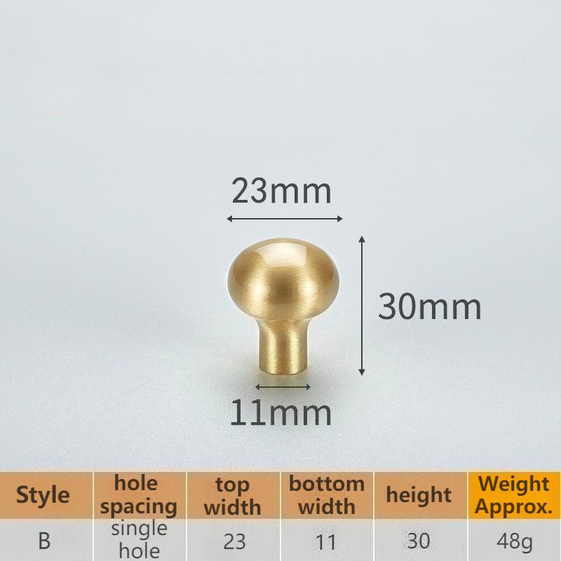 Solid Brushed Brass Kitchen Cabinet Pull Drawer Knob Bedroom Wardrobe Dresser Handle Luxury Furniture Knob - Single Hole