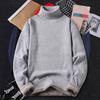 Turtleneck Long Sleeves Fleece Lining Ribbed Trim Men Sweater Autumn Winter Solid Color Thickened Warm Sweater Jumper Daily Clothing