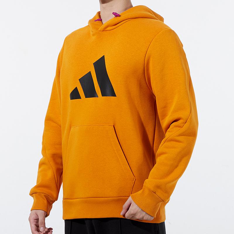 Adidas Large Logo Print Hoodie Men Sweatshirt Orange H46511