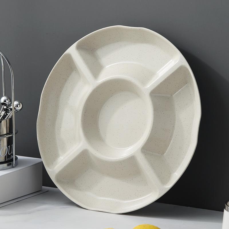 Compact Round 5 Compartments Tray Versatile Divided Platter for Fruit Nuts and Perfect Hosting