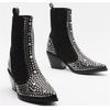 Design  High Quality Square Heels Classic Fashion Rivets Elastic Ankle Boots Shoes Women Chelsea Boots