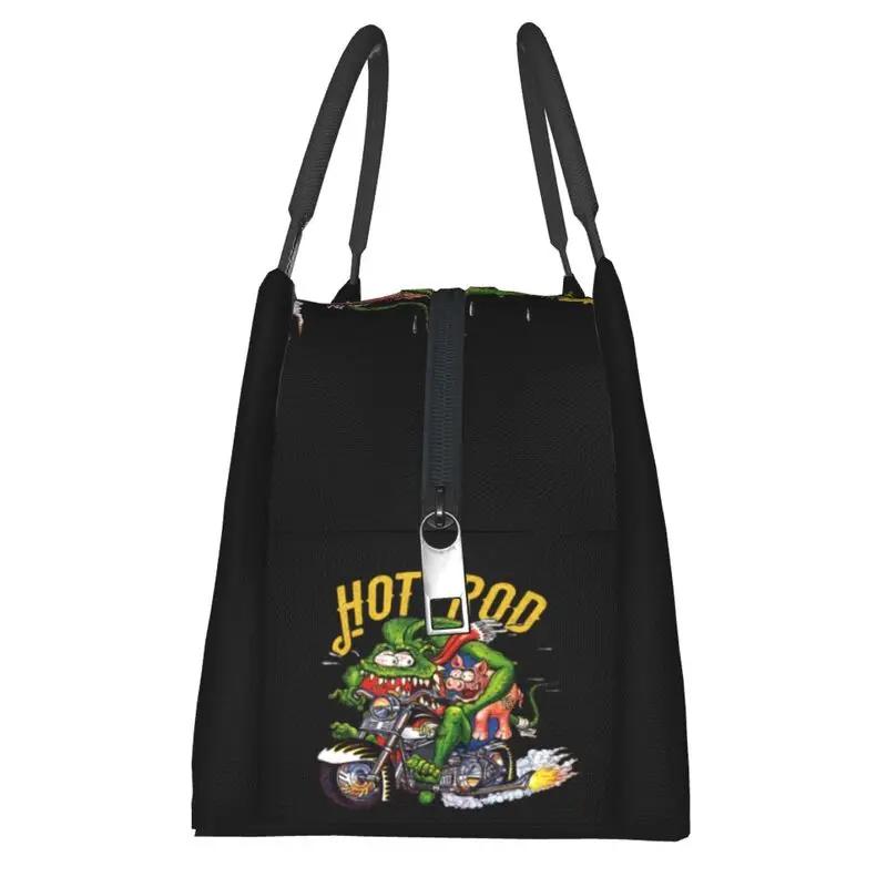 Ratfink Ride Insulated Lunch Bags for School Office Rat Fink Waterproof Thermal Cooler Bento Box Women Lunchbag
