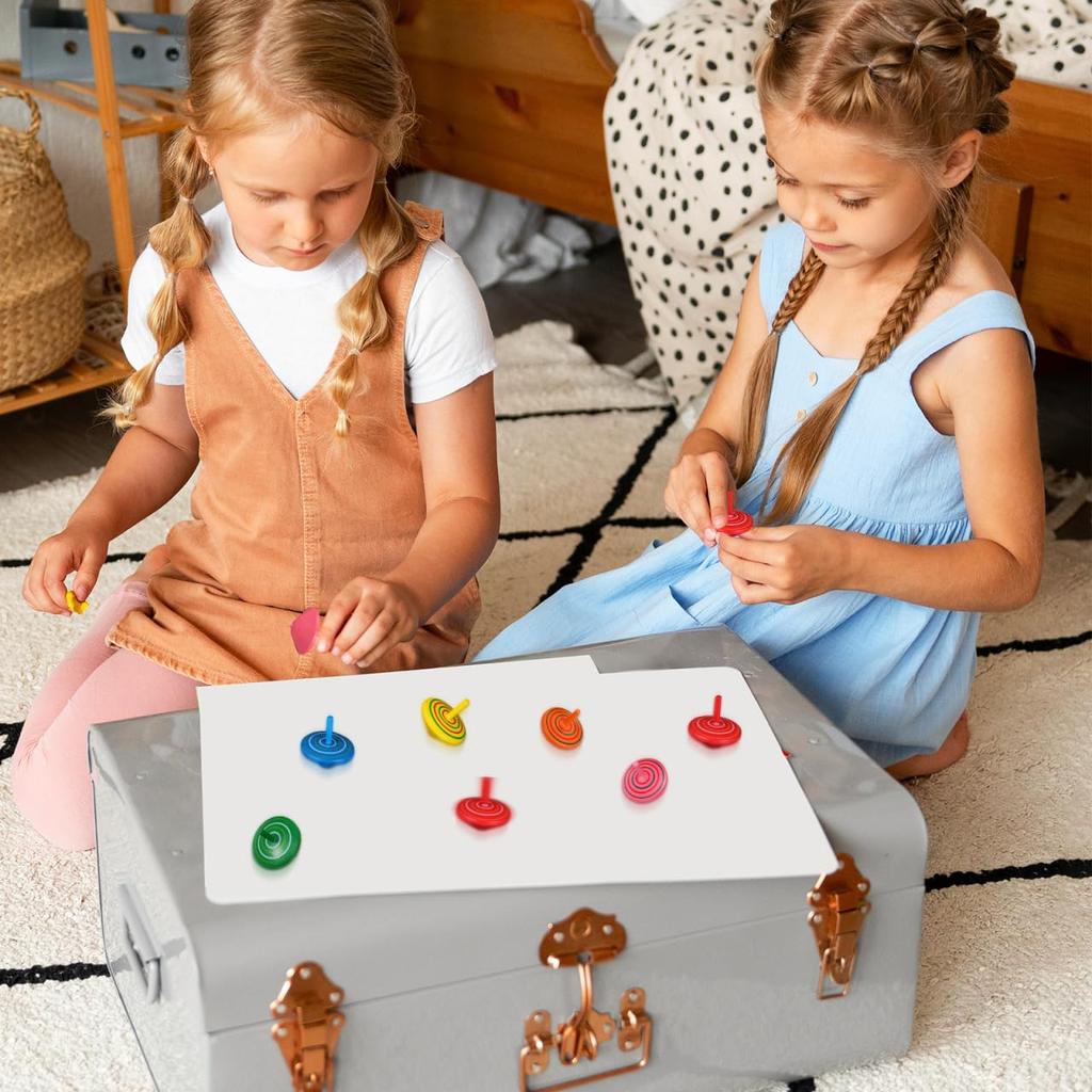 LIOOBO Dřevěný Dřevěný Stoj na rukou Vzdělávací Hračka 12dílný Ručně klikací Káča, Káča, Dětský (Náhodné barvy)