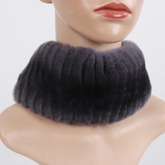 Hot Sale Winter Women Knitted Real Rex Rabbit Fur Scarf Natural Soft Rex Rabbit Fur Scarves Girls Warm Genuine Fur Headband