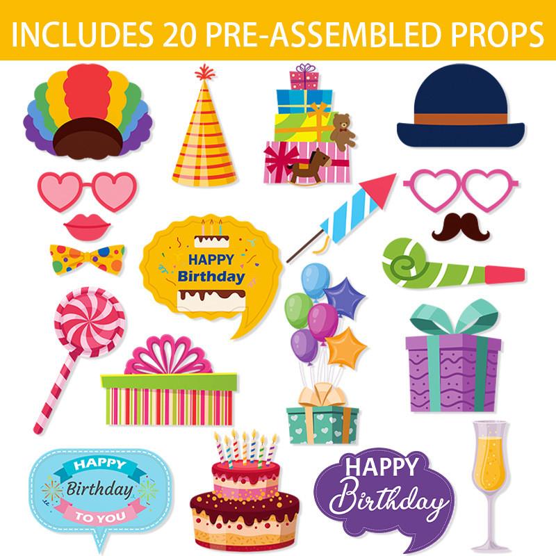 Happy Birthday Accessories With Humorous Paper Props For Family Parties Kids