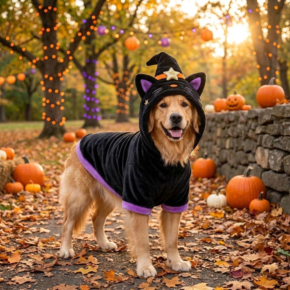 Soft Fabric Witch Hat Dog Hoodie Breathable Pet Cosplay Costume  Spring Autumn