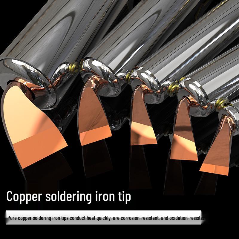 Leistungsstarkes elektrisches Lötkolben mit Holzgriff, Konstanttemperatur, Austauschbarer Kopf, Professionelles Reparatur-/Schweißwerkzeug