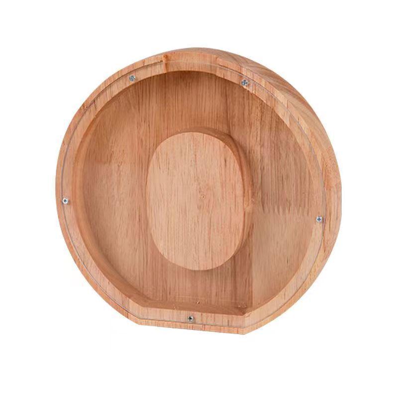 Drewniana Kreskówkowa Skarbonka z Literkami - Przezroczysty Pojemnik na Monety Ozdoba Prezent