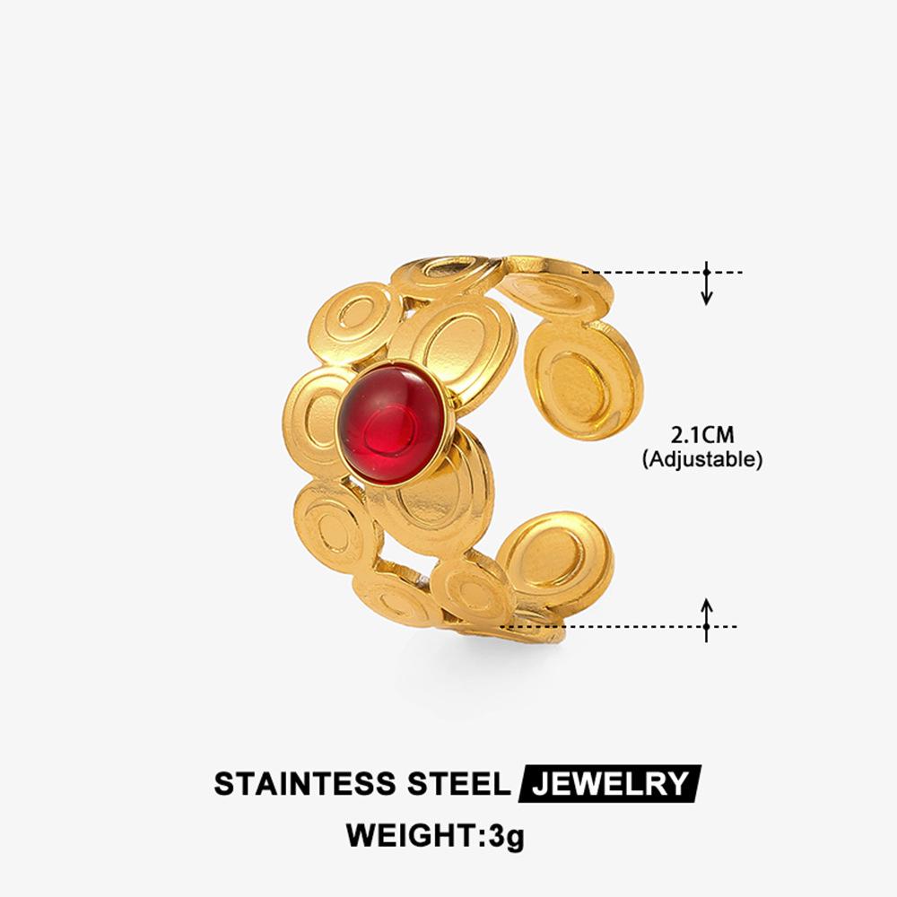 Boho Mehrfarbiger Türkis Edelstahl Offener Ring, Umweltfreundlich & Lichtecht, Schlichtes Titanstahl Design für Damen