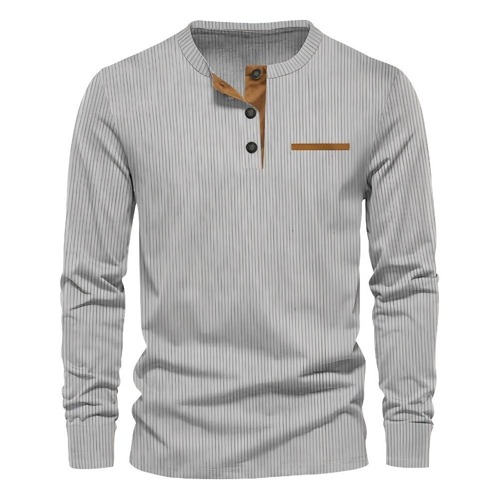 

Men s New Style Fashionable Long-sleeved Shirt Base Layer Casual Button-down Men s Henry Shirt Long-sleeved T-shirt 3XL сірий
