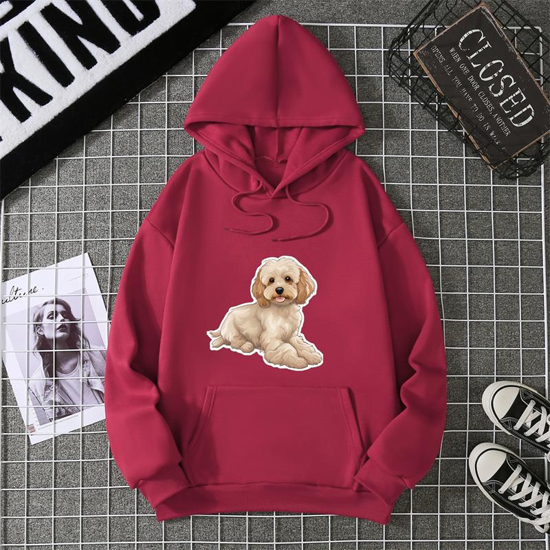 Spring Summer Women's Hoodie 3D Kawaii Dog Printed Fashion Casual Long Sleeve Round Neck Top Loose Clothing