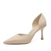 82319 [sheepskin] pointed high heels women's thin heels spring 2025 new French light mouth nude single shoes