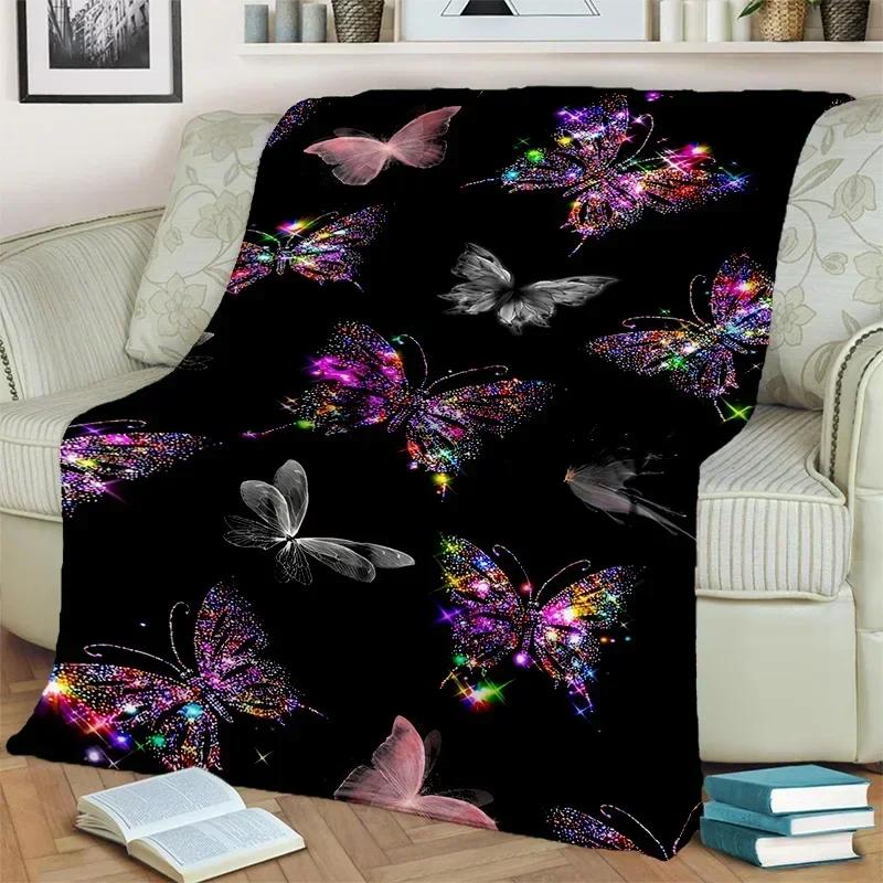 Cartoon Dream Butterfly Flower Blanket,Soft Throw Blanket for Home Bedroom Bed Sofa Picnic Travel Office Rest Nap Cover Blanket