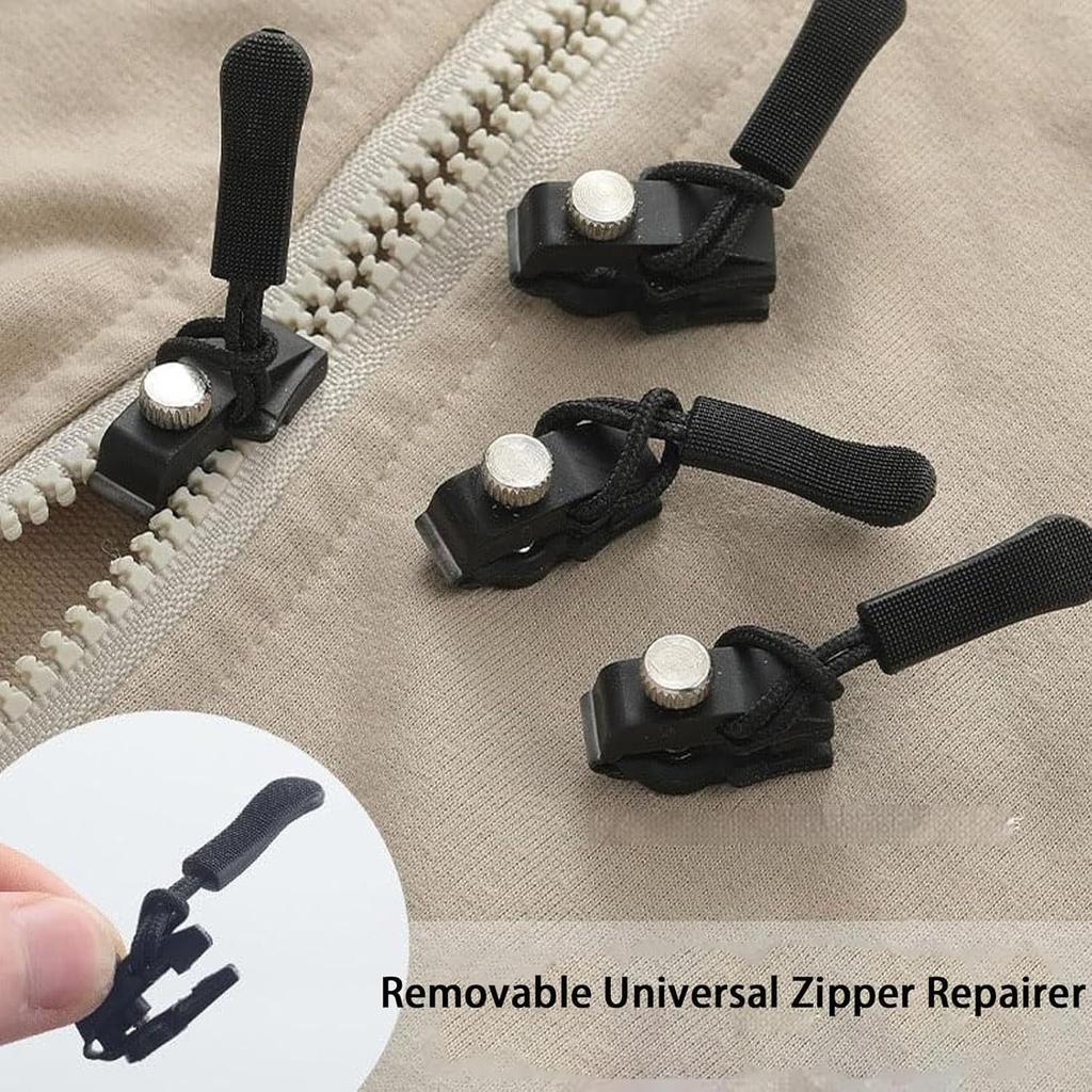 Universal Zipper Repair Kit Quick Instant Detachable Zipper Head Replacement Zipper Slider Pull for Jacket Bags Coat Free Sewing