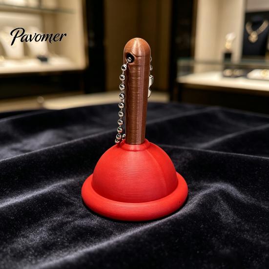 Mini Plunger Clicker Toilet Keychain, 3D Printed Finger Fidget Keychain Toy, Backpacks Handbag Purse Charm, Gag Gift